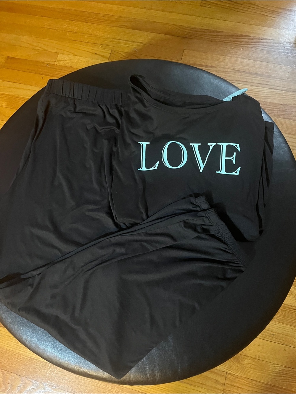 LOVE Black Lounge Set with Teal Accents - Picture 7 of 10